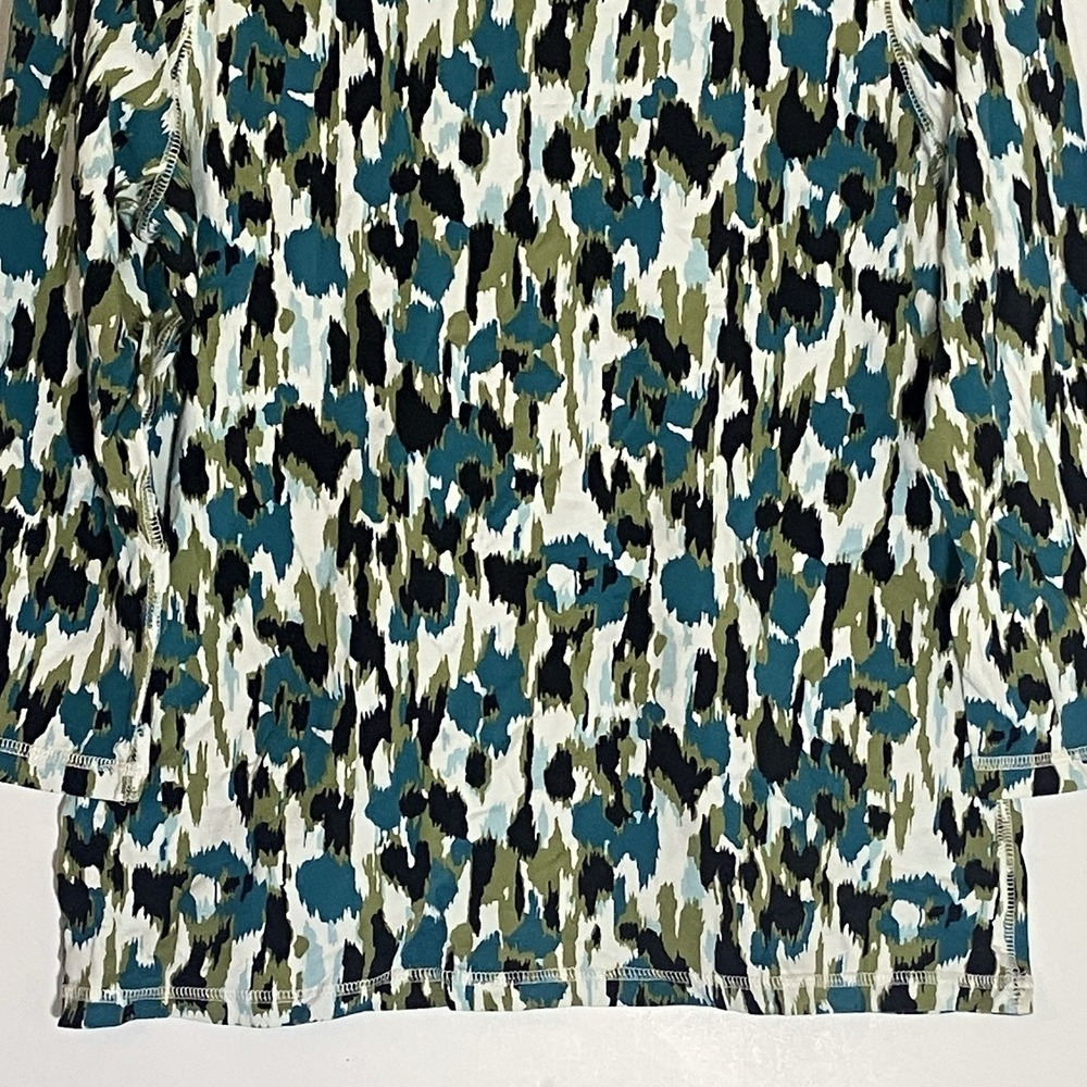 Madison Organics Top Womens Medium Blue Floral Knit Stretch 3/4 Sleeve Casual M - Picture 3 of 13